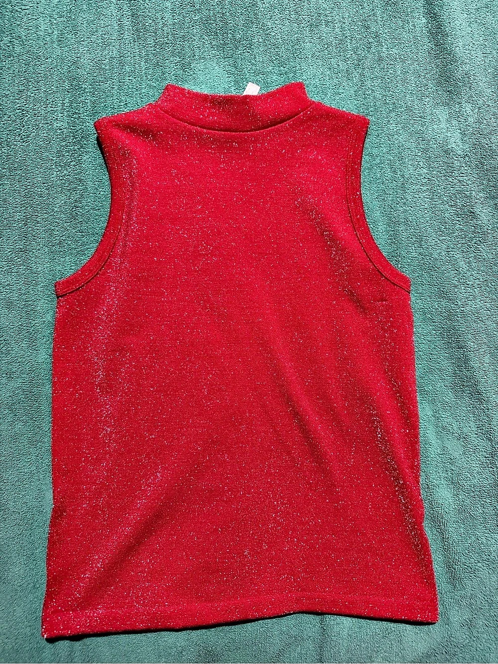 LC Couture Sparkle Mock Neck Tank Red Medium Like New
